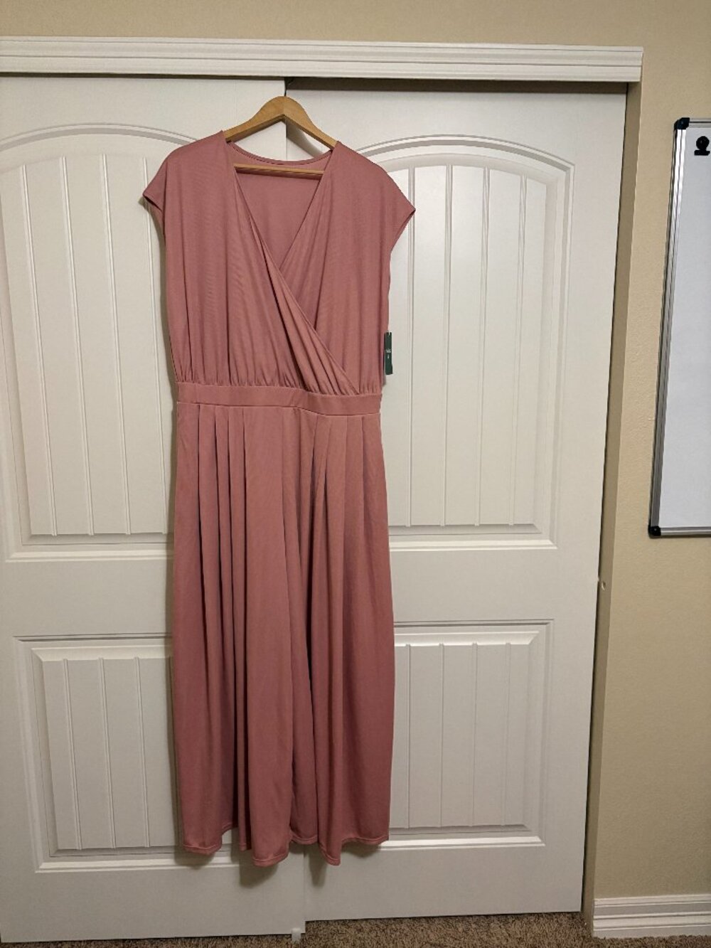 Halara Waffle Wide Leg Jumpsuit 1X Dusty Pink V Neck Sleeveless NWOT NEW Casual